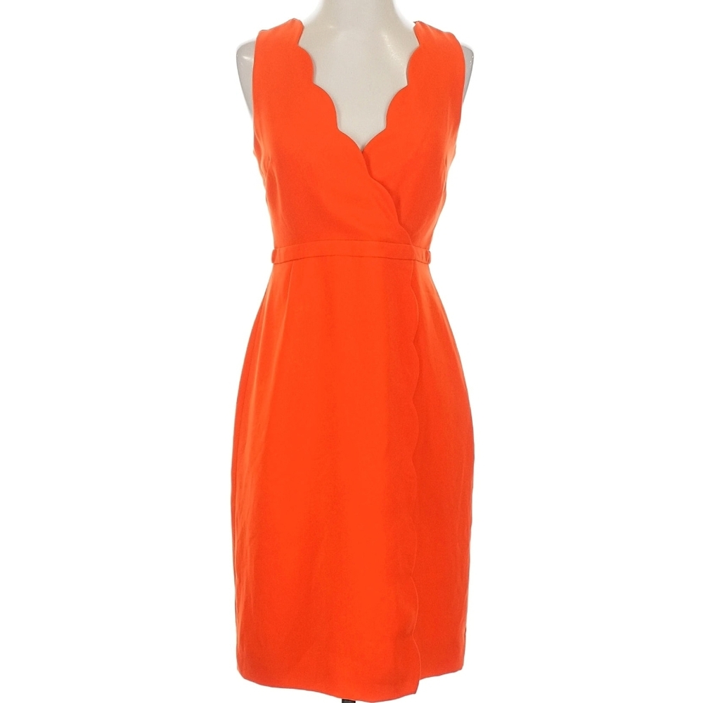 J. Crew Vibrant Orange Scalloped Mini Dress